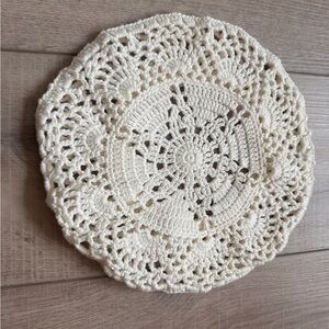 Crochet Beret Hat One Size Cotton Like New BOHO Cottage Retro Hippie Festival